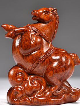 花梨木雕刻唐马摆件生肖马实木质马客厅家居装饰桌面摆设开业礼品