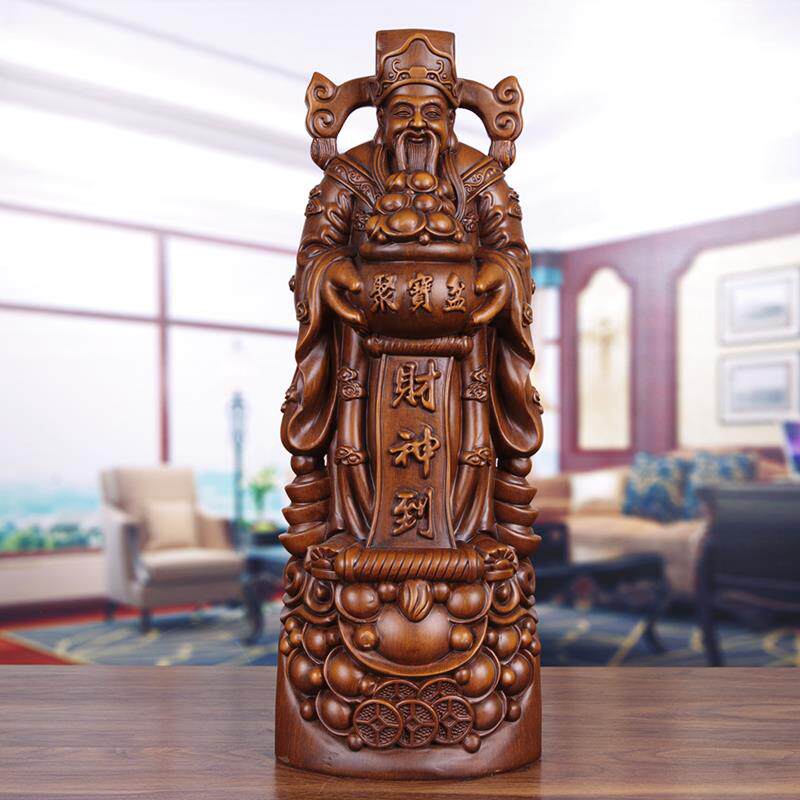 实木雕财神爷招财佛像供奉神像家用财神供位店铺财神像文财神摆件
