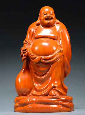 花梨木雕弥勒佛像摆件实木大肚布袋笑佛家居客厅装饰红木工艺礼品