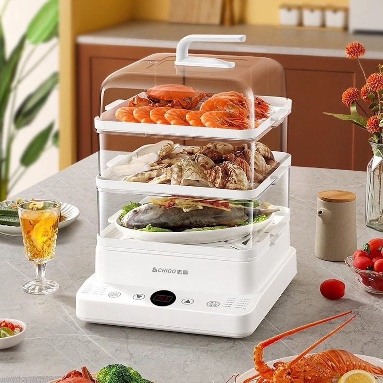 志高电蒸锅家用三层多功能24L电透明智能蒸锅蒸笼大容量一体可视,厨房电器,电蒸锅/台式电蒸箱/肠粉机,淘宝优惠券,粉丝福利购,淘宝优惠卷