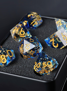 树脂尖角蓝色跑团骰子coc多面桌游dnd克苏鲁6 20面龙与地下城色子