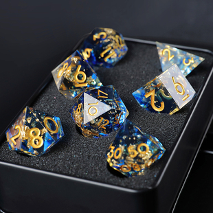 树脂尖角蓝色跑团骰子coc多面桌游dnd克苏鲁6 20面龙与地下城色子
