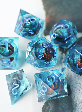 树脂龙眼可转动跑团骰子D20coc跑团dnd克苏鲁20面桌游7粒装红色子