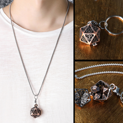 星月宝盒项链金属跑团左右骰子