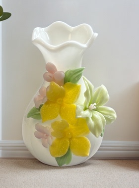 花瓶家居摆件装饰品鸡蛋花陶瓷小花器摆件鸡蛋花瓶创意装饰摆件