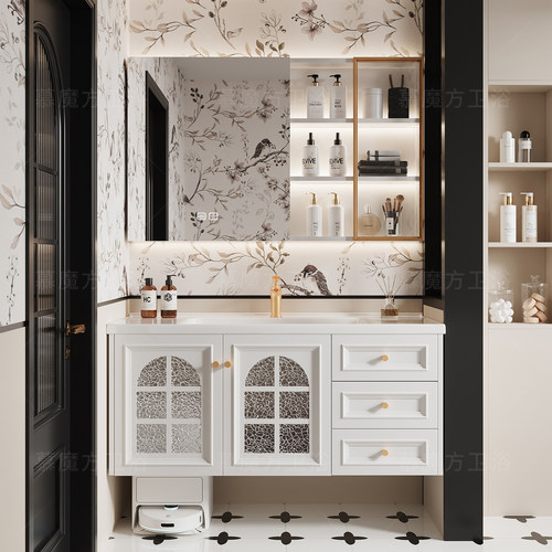 法式浴室柜组合一体陶瓷盆