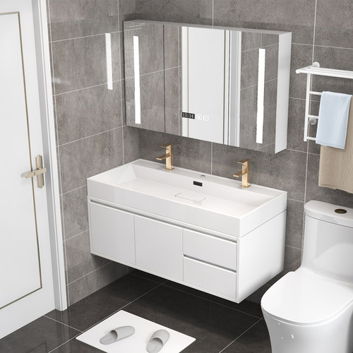 纳米岩石一体洗手盆浴室柜组合