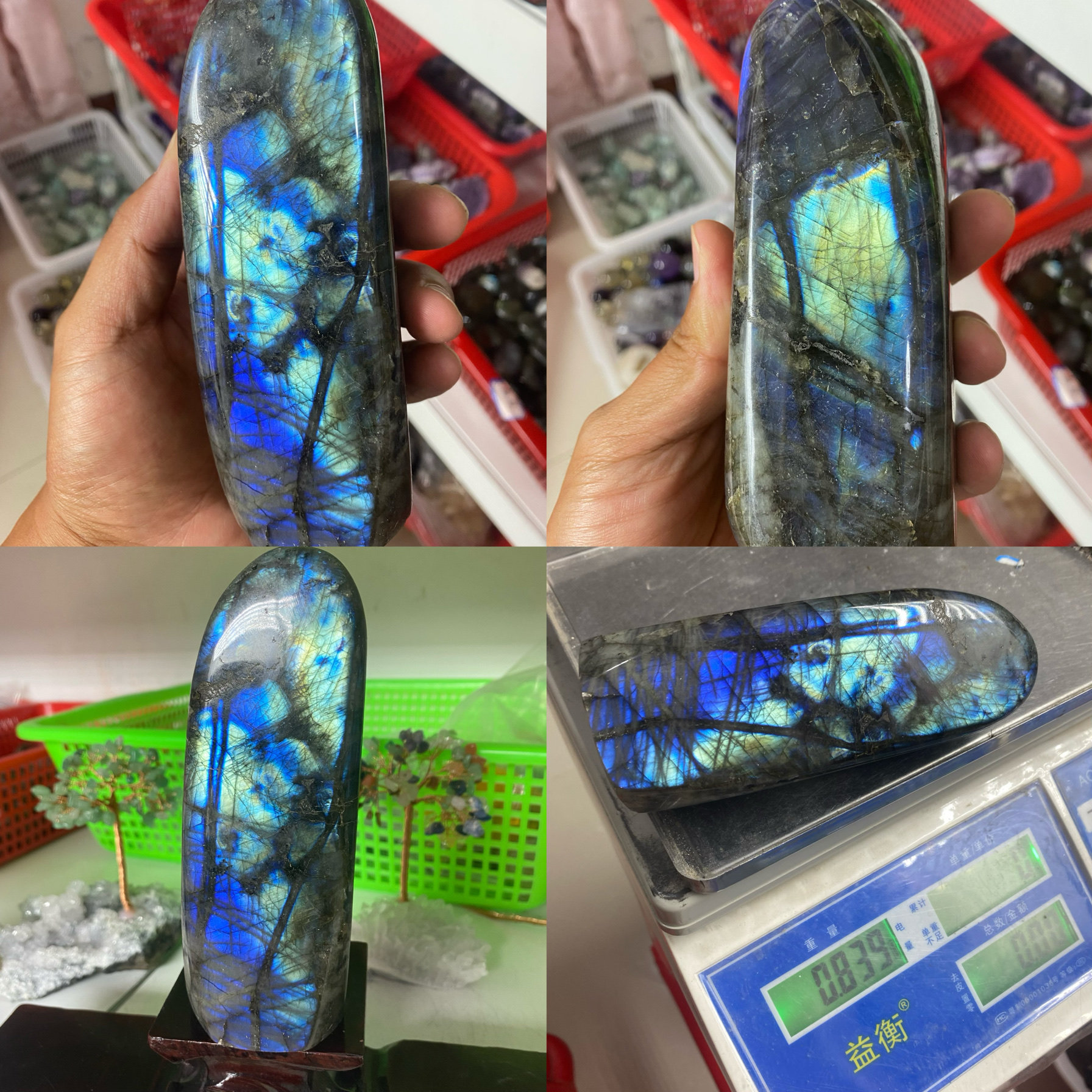 천연 월장석 LABRADORITE 원래 돌 표본 핸드 피스 쥬얼리 빛나는 보석 플래시 미네랄 데스크탑 장식