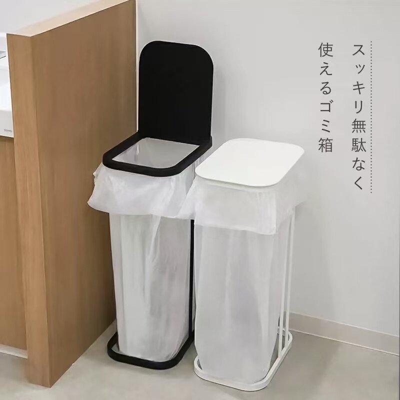 韩国垃圾架干湿分类翻盖垃圾架