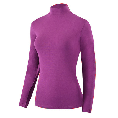 冠得正品女单件中领秋衣薄款纯棉莱卡棉半高领长袖打底衫贴身上衣