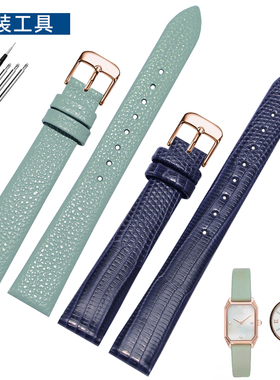 适配阿玛尼满天星AR60020 AR60023 AR11302 1959蓝色真皮手表带女
