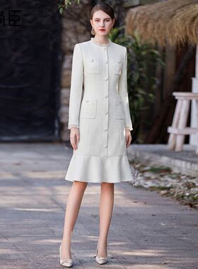 艾尚臣职业装连衣裙女鱼尾裙前台接待白领轻奢办公室美容师工作服