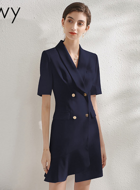 美容院售楼部置业顾问工作服职业装连衣裙女夏短袖珠宝店柜姐通勤