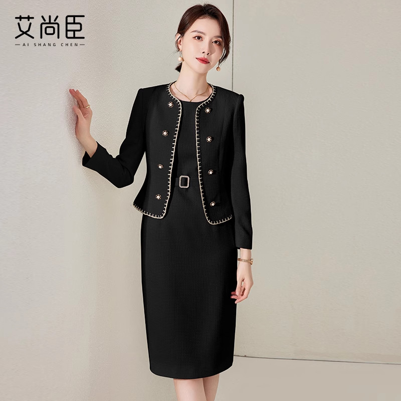 高级感西装连衣裙两件套套装裙女秋冬爱尚臣美容师店长总裁工作服