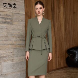 案场客服前台接待OL职业装 艾尚臣西服套装 女白领通勤主持人上镜装