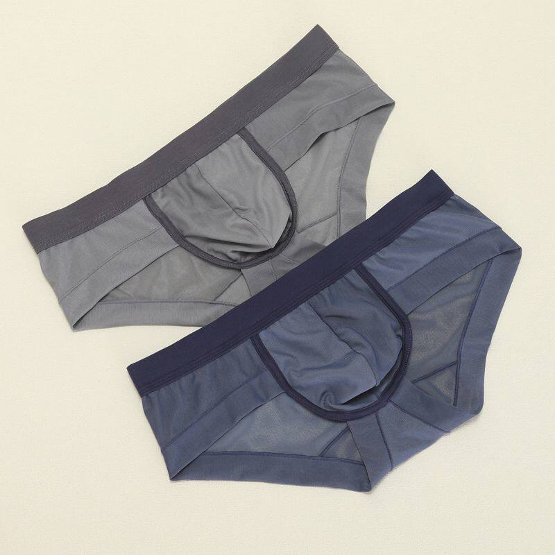 新款男士三角裤网纱超轻薄低腰夏季冰爽透明性感高弹力短裤内裤潮