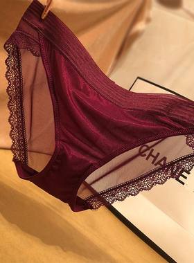 冰丝内裤女夏季蕾丝超薄款丝滑无痕纯棉中低腰舒适女士三角短裤女