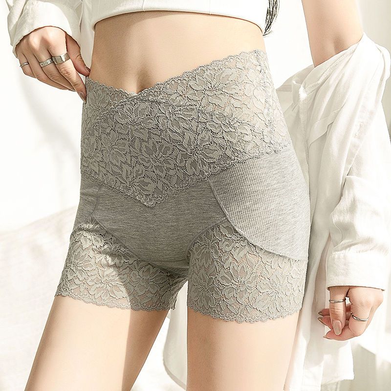 高腰安全裤蕾丝女防走光打底裤加裆免穿内裤大码胖MM收腹保险短裤