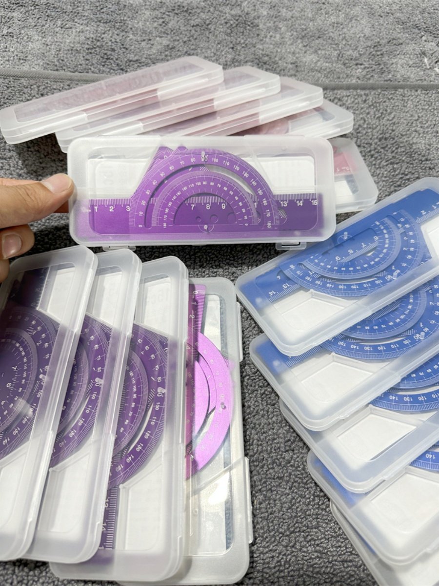 아이들을 위해 콘돔을 구입하세요  모든 알루미늄 합금  학생용 금속 자 각도기 삼각형 자 및 자 4개 세트