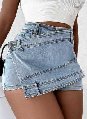 Fashion high waist slim women Jean Shorts skirt牛仔裤裙S-5XL