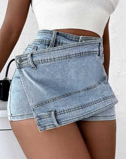 Fashion high waist slim women Jean Shorts skirt牛仔裤裙S-5XL