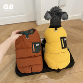 宠物狗冬装 开衫 棉服牵引双面马甲雪纳瑞泰迪比熊加厚保暖棉衣坎肩