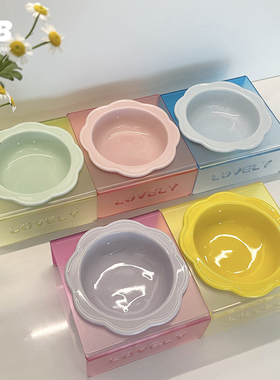 宠物防打翻可爱花朵陶瓷碗水碗饭碗罐头狗粮碗饭盆狗猫碗狗狗猫咪