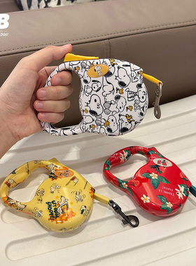 史努比宠物狗狗猫咪伸缩牵引绳中小型犬带状遛狗绳遛狗绳3m5m便携