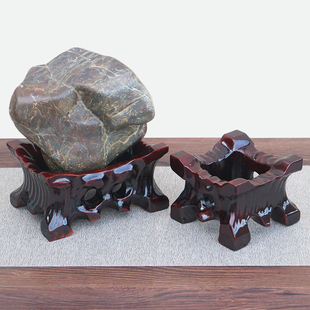 实木红木原木整体镂空黄河卵石带凹槽免挖槽奇石头万能底座泰山石