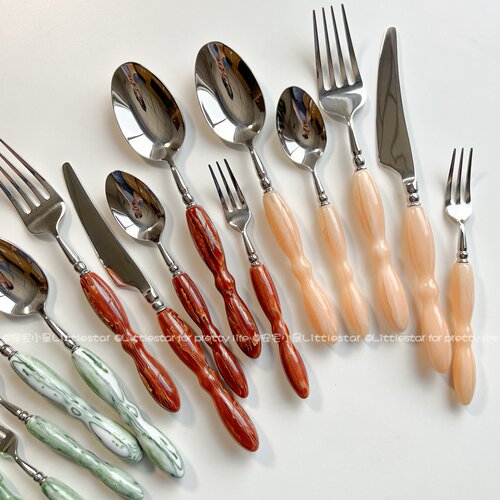 北欧风高颜值琉璃纹细餐具套装