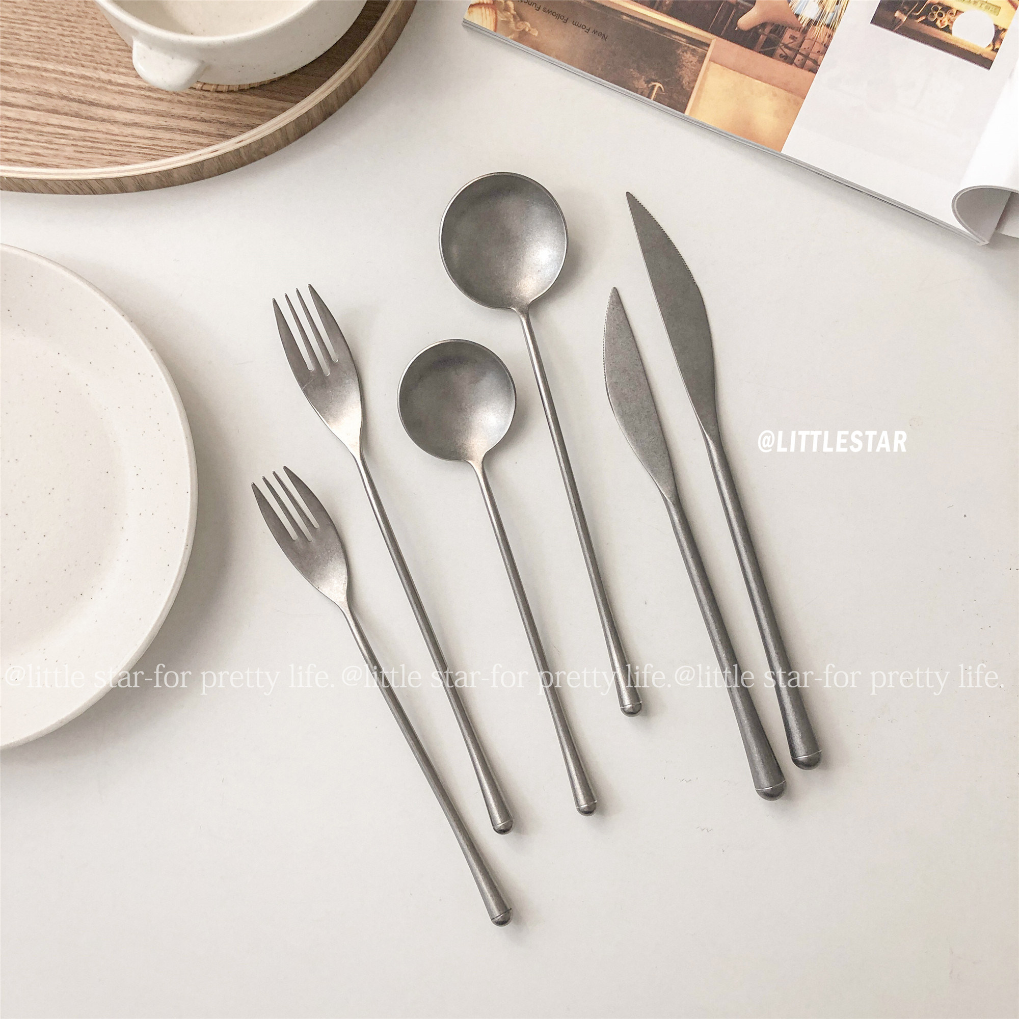 安宅小星 不锈钢刀叉勺复古 蛋糕甜品勺牛排刀沙拉叉西餐餐具汤勺,餐饮具,西餐餐具套装,淘宝优惠券,粉丝福利购,淘宝优惠卷