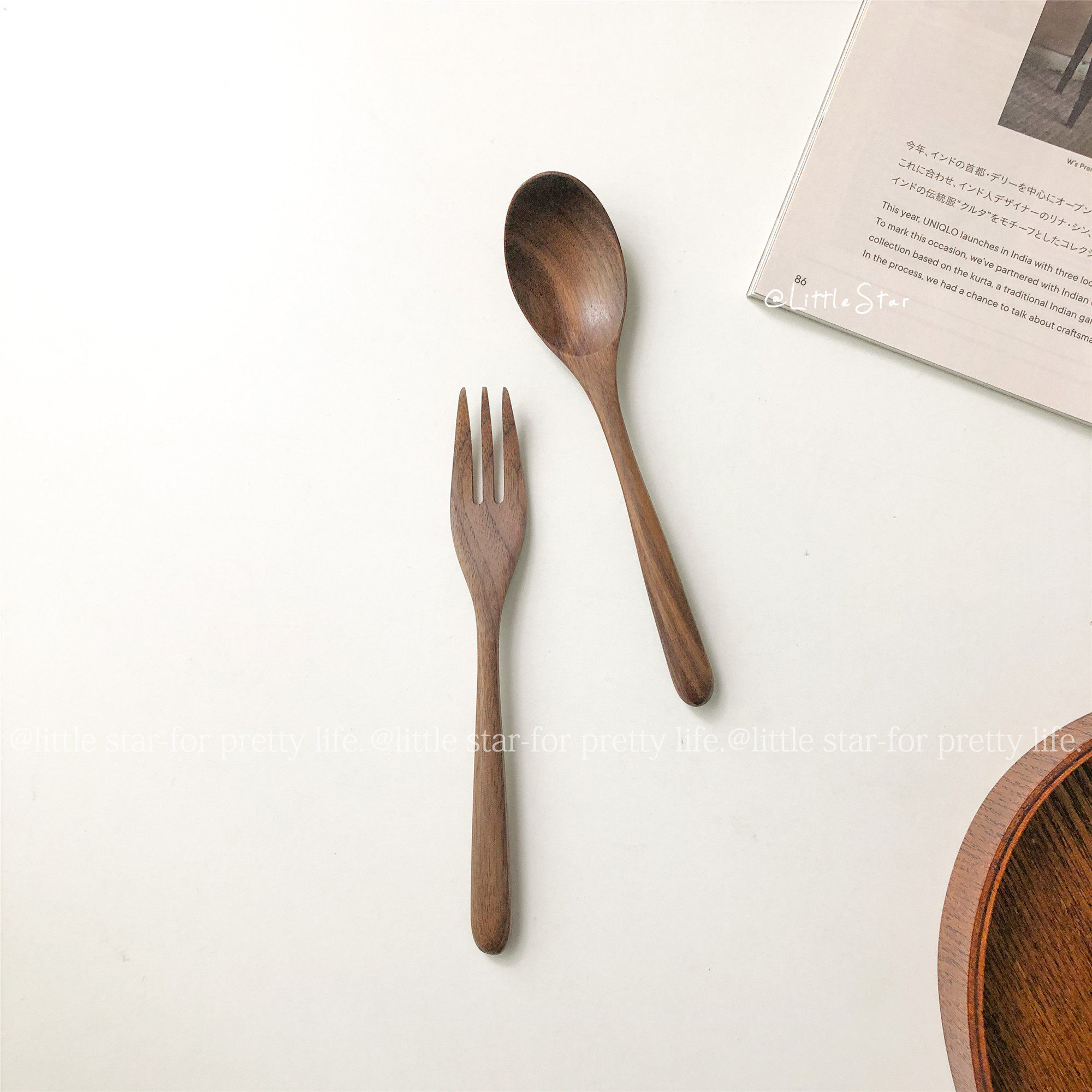 日式黑胡桃木叉勺 和风ins实木甜品叉 酸奶勺蛋糕叉 麦片早餐勺,餐饮具,咖啡勺,淘宝优惠券,粉丝福利购,淘宝优惠卷