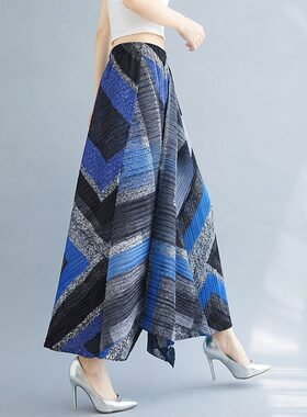 三宅褶皱女阔腿裤大码宽松松紧腰