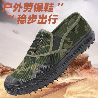低帮劳作鞋户外防滑耐磨帆布鞋农田劳动鞋透气鞋面橡胶软底一脚蹬
