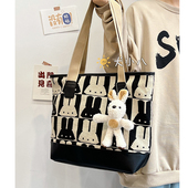 兔子可爱大容量帆布包女大学生上课通勤包日系小众时尚 单肩托特包