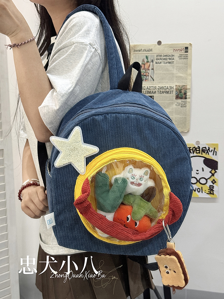 日系透明吧唧痛包双肩包二次元初中生书包女大学生ins小众小背包