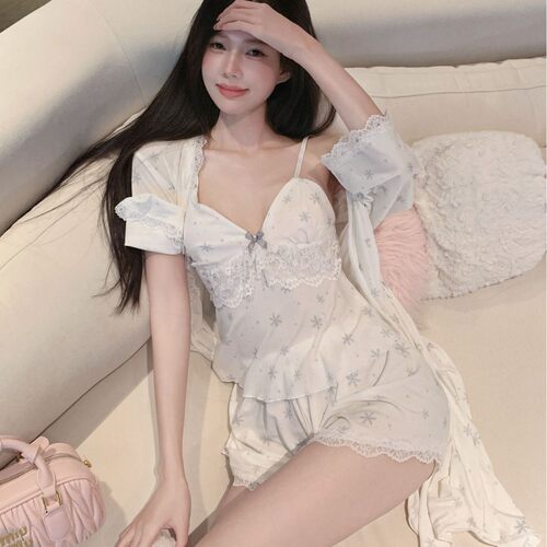 150cm小个子冰丝睡衣甜纯欲吊带短裤家居服套装性感睡衣丝质xxs码