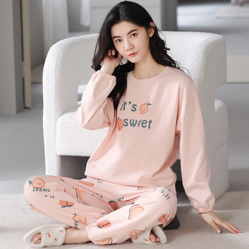 150cm小个子睡衣春秋纯棉薄款长袖宽松圆领卡通家居服套装xxs码