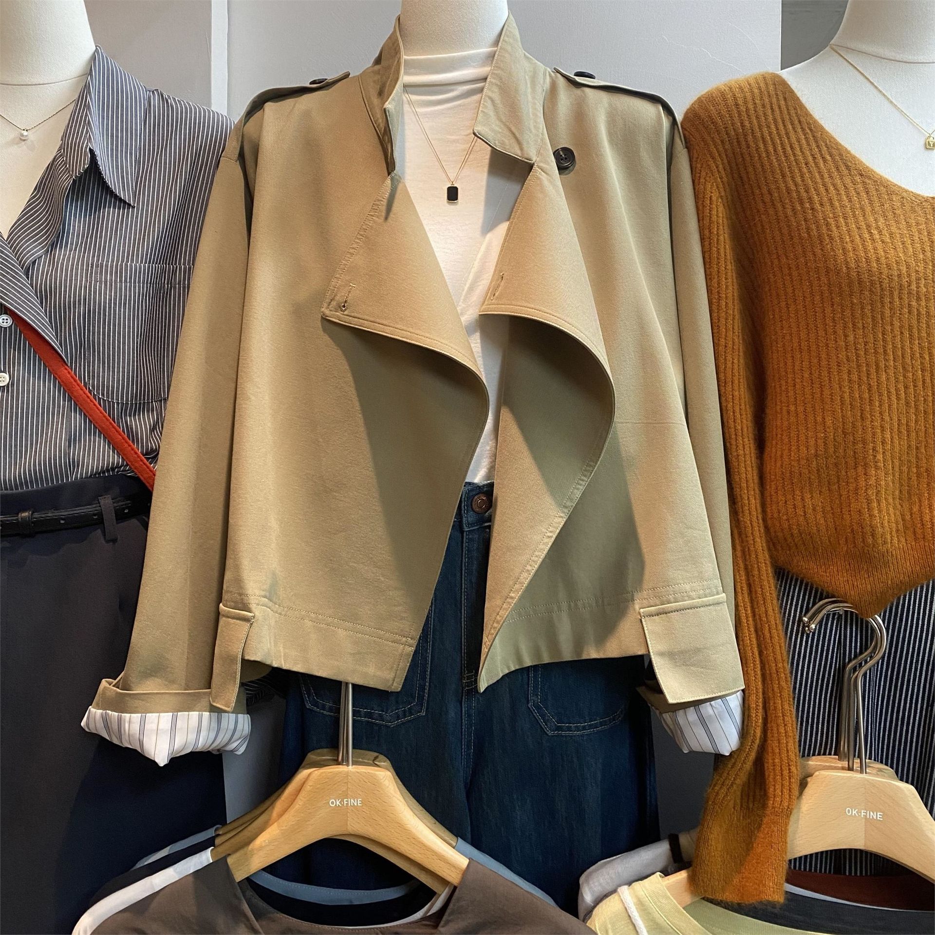 150cm小矮个子短款风衣春季设计感文艺气质通勤英伦夹克外套xxs码