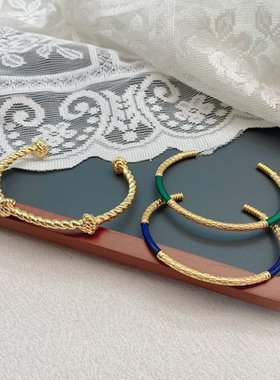 铜铸镀金珐琅精致时尚复古手镯女