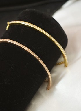 女铜铸镀金锆石欧美精致手链气质