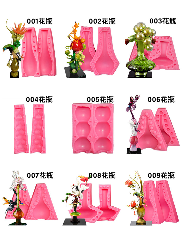 Kong Ming sugar art vase mold base salt carving silicone platinum mousse cake creative three-dimensional crystal vase mold