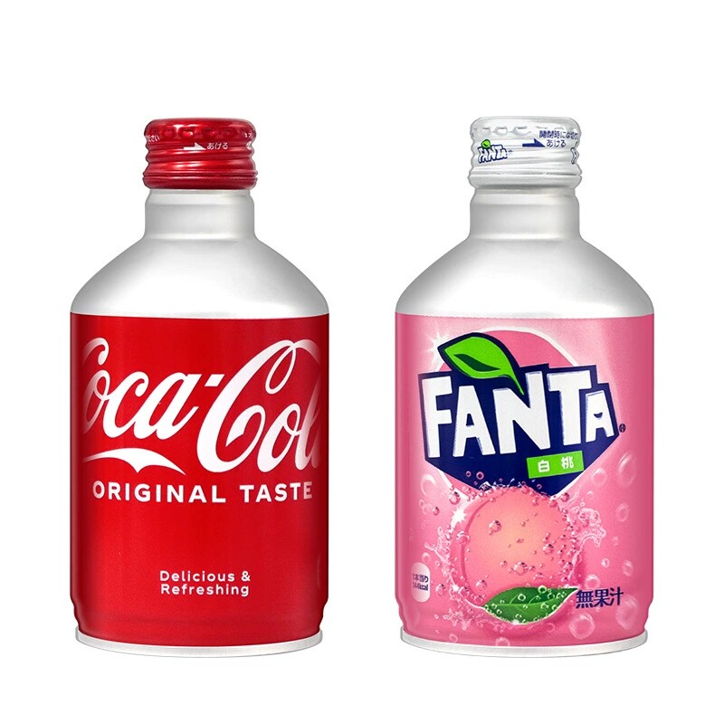 日本进口可口可乐子弹头芬达白桃300ml*24罐便携装碳酸饮料
