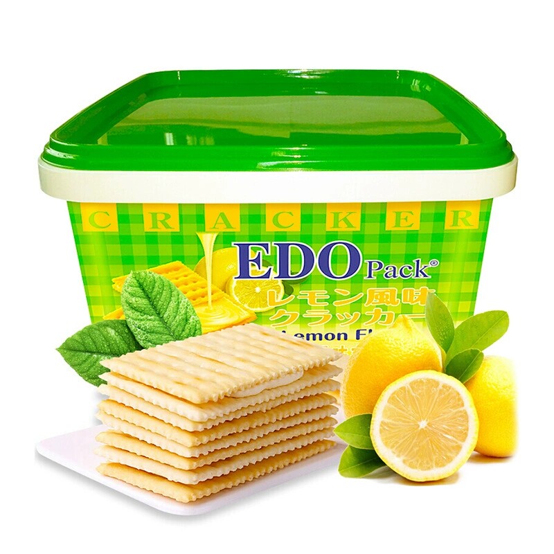 edo pack夹心饼干柠檬芝士味小吃食品美食苏打礼盒装