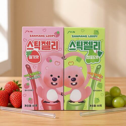 韩国进口赞萌露比夹心青葡萄味草莓味长条软糖60g夹心糖果零食