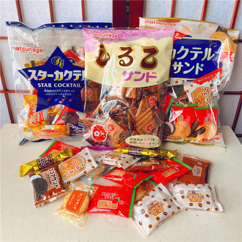日本进口零食松永北海道红豆饼干什锦夹心曲奇饼干休闲追剧点心