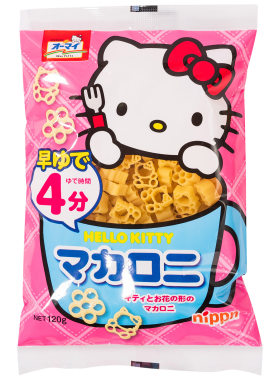 日本进口辅食hello kitty儿童宝宝意面通心粉无盐面条120g