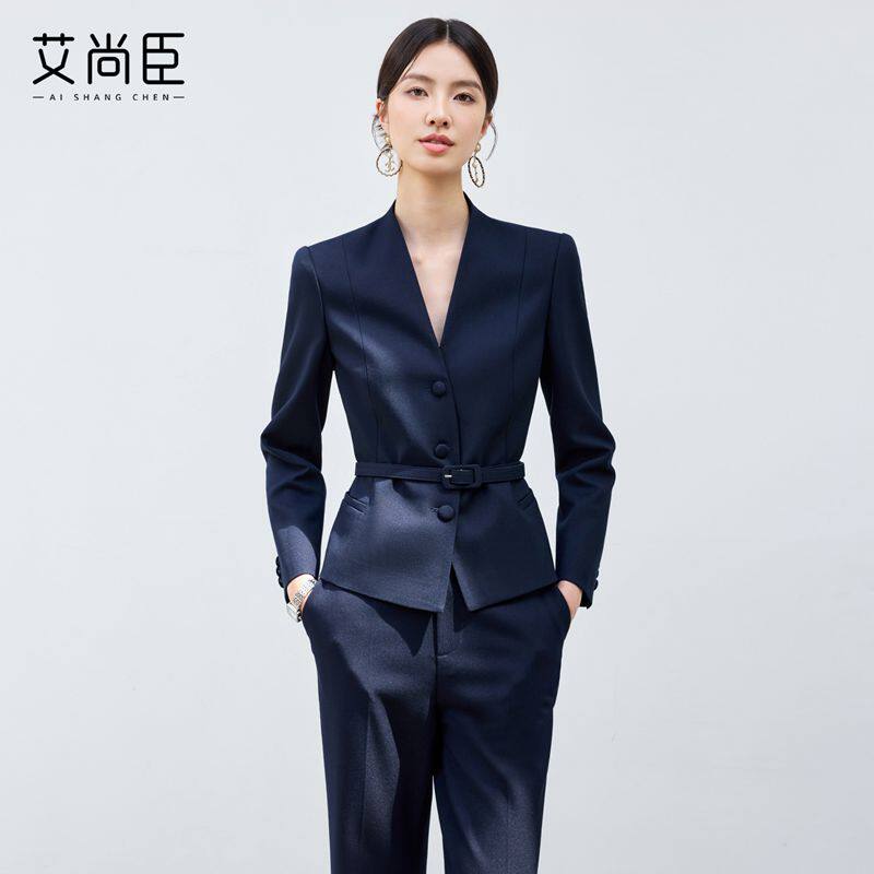 艾尚臣西装套装女秋冬高级感面试职业装空乘制服OL案场客服工作服