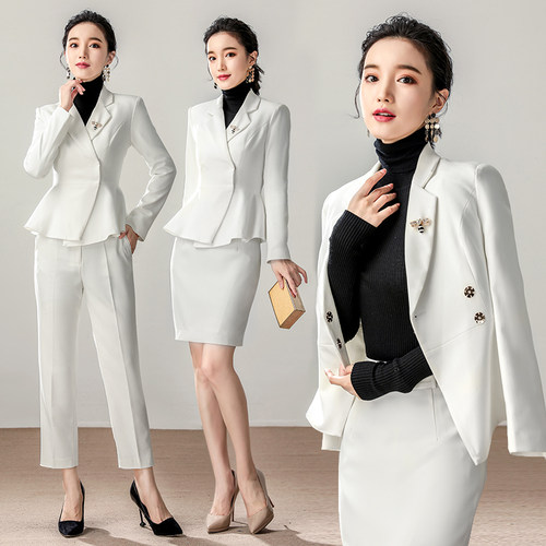 韩式整形医院咨询师白色套装服装
