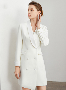 白色爱尚臣工作服职业装连衣裙女秋牙科整形医院前台美容咨询顾问